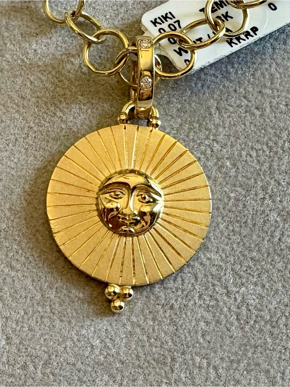 Temple St Clair 18K Gold Diamond Sole Sun Face Pendant